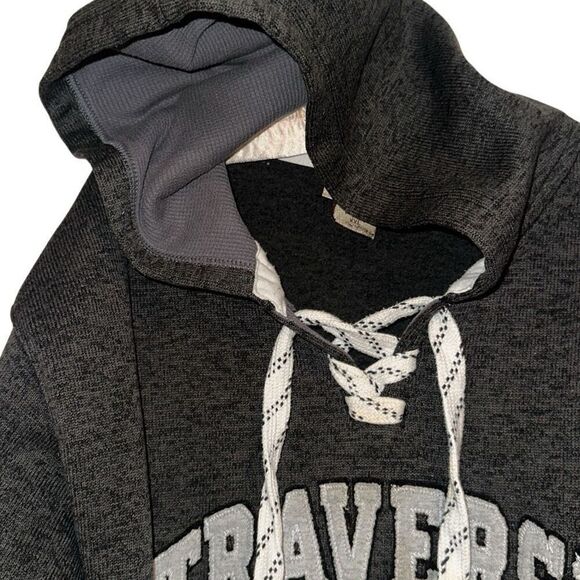 Artisans Traverse CIty by Artisans Charcoal Gray Lace Up Knit Fleece Hoodie Unis - Picture 7 of 12